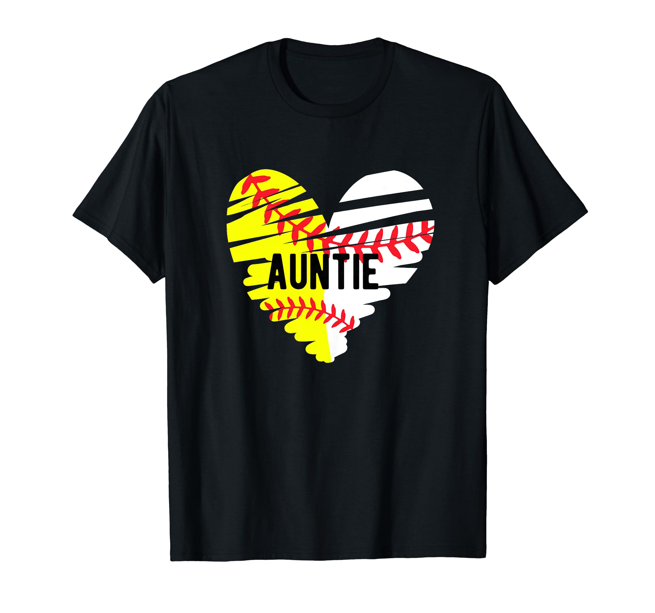 Baseball Softball Auntie Heart Softball T-Shirt - Trendy Graphic Unisex - T-Shirt, Sweatshirt, Hoodie