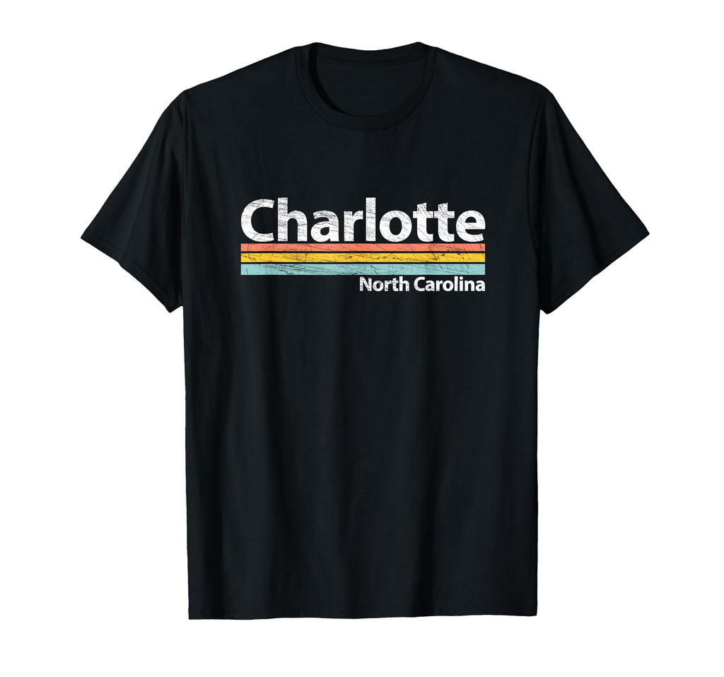 Charlotte North Carolina Worn Stripes T-Shirt - Graphic Print for Adults - T-Shirt, Sweatshirt, Hoodie