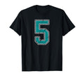 Teal And White Number 5 Jersey T-Shirt - Casual Everyday Wear Men Women - T-Shirt, Sweatshirt, Hoodie