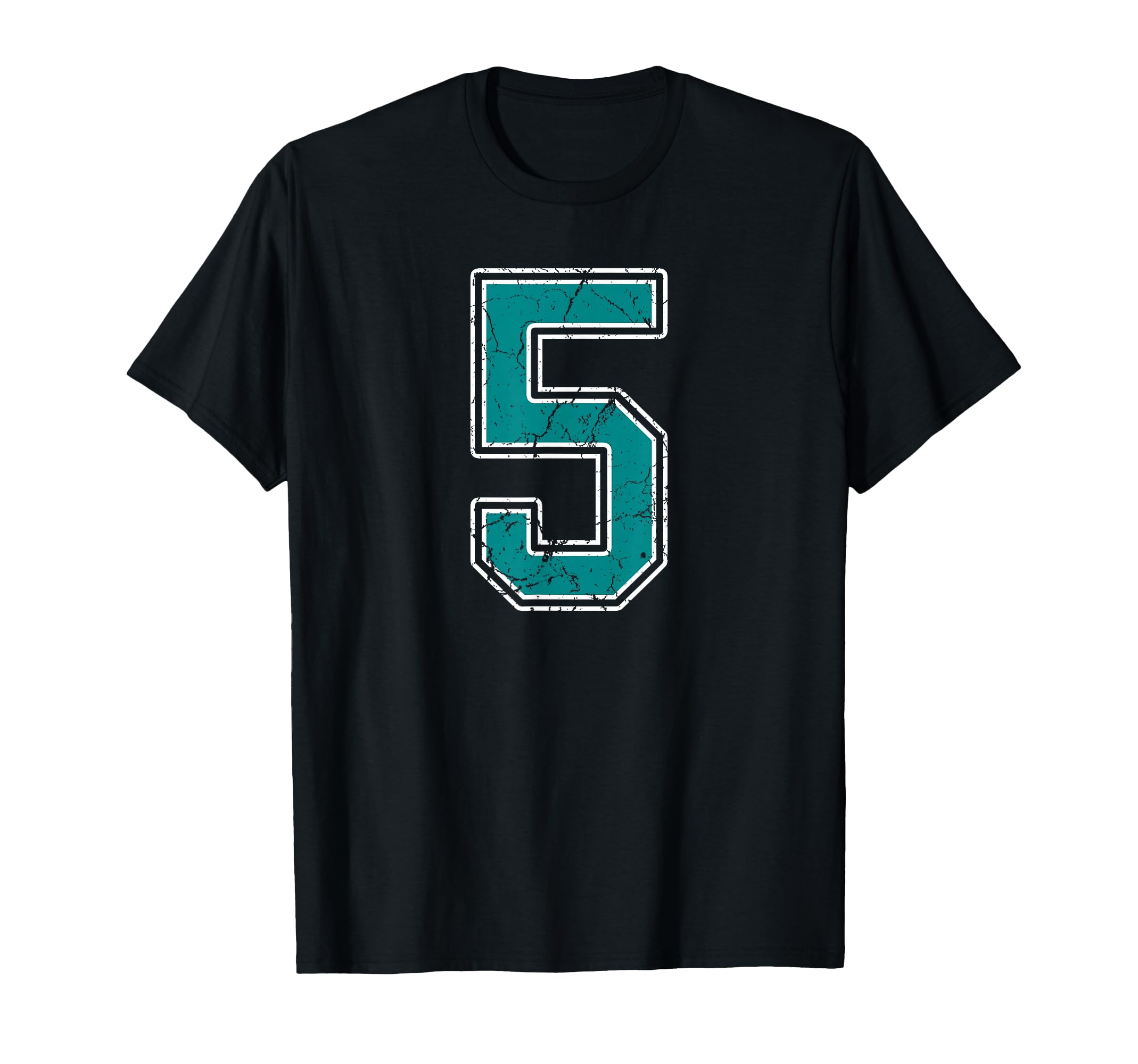 Teal And White Number 5 Jersey T-Shirt - Casual Everyday Wear Men Women - T-Shirt, Sweatshirt, Hoodie