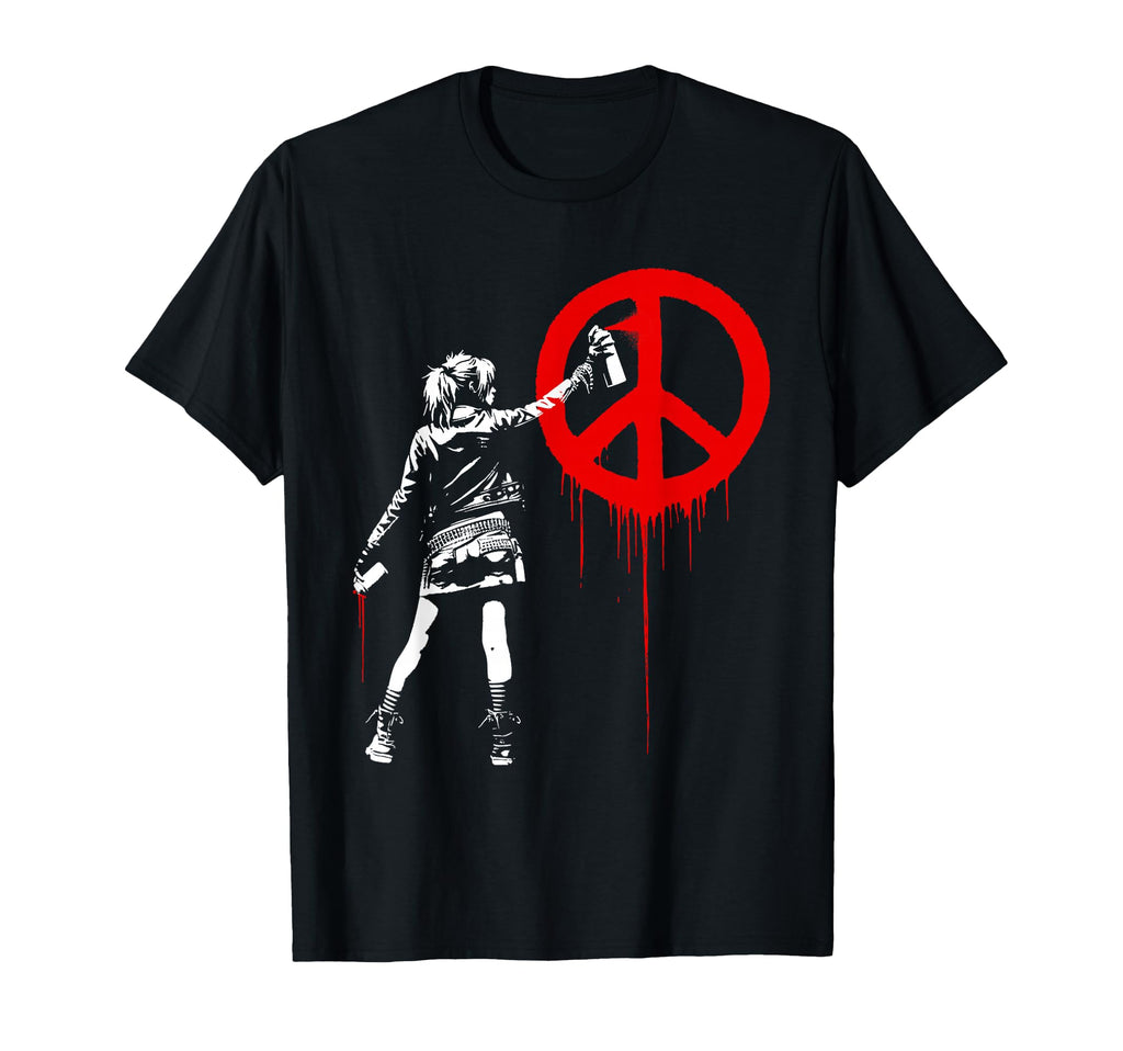 Punk And Peace Sign Street Art T-Shirt - Custom Art Print Men Women - T-Shirt, Sweatshirt, Hoodie