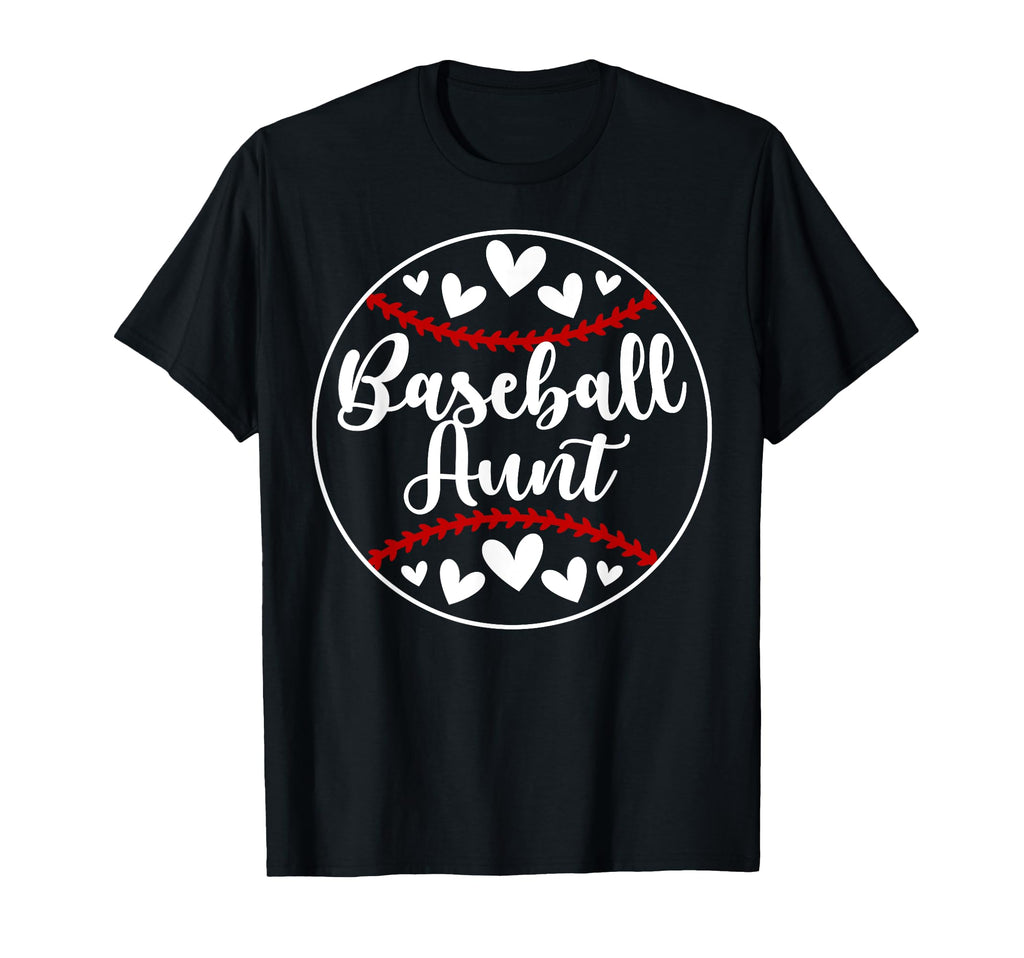 Baseball Aunt Baseball Player Auntie Hearts T-Shirt - Unique Graphic Unisex - T-Shirt, Sweatshirt, Hoodie