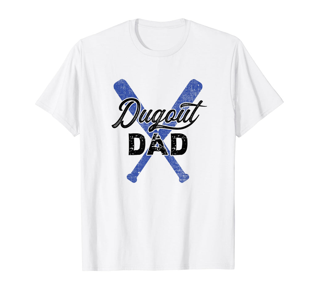 Baseball Dugout Dad Father Blue T-Shirt - Minimalist Print Men Women - T-Shirt, Sweatshirt, Hoodie