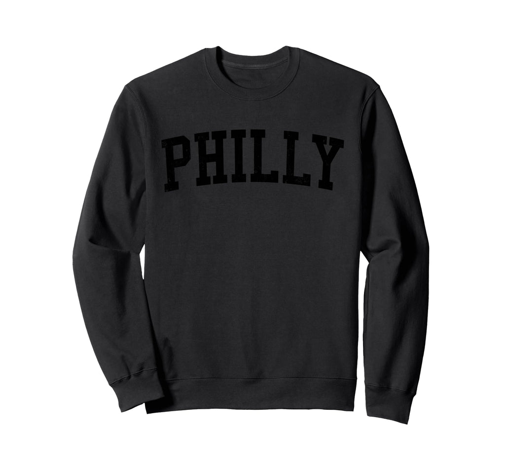 Philly Distressed Black Varsity Sweatshirt - Minimalist Print Unisex - T-Shirt, Sweatshirt, Hoodie