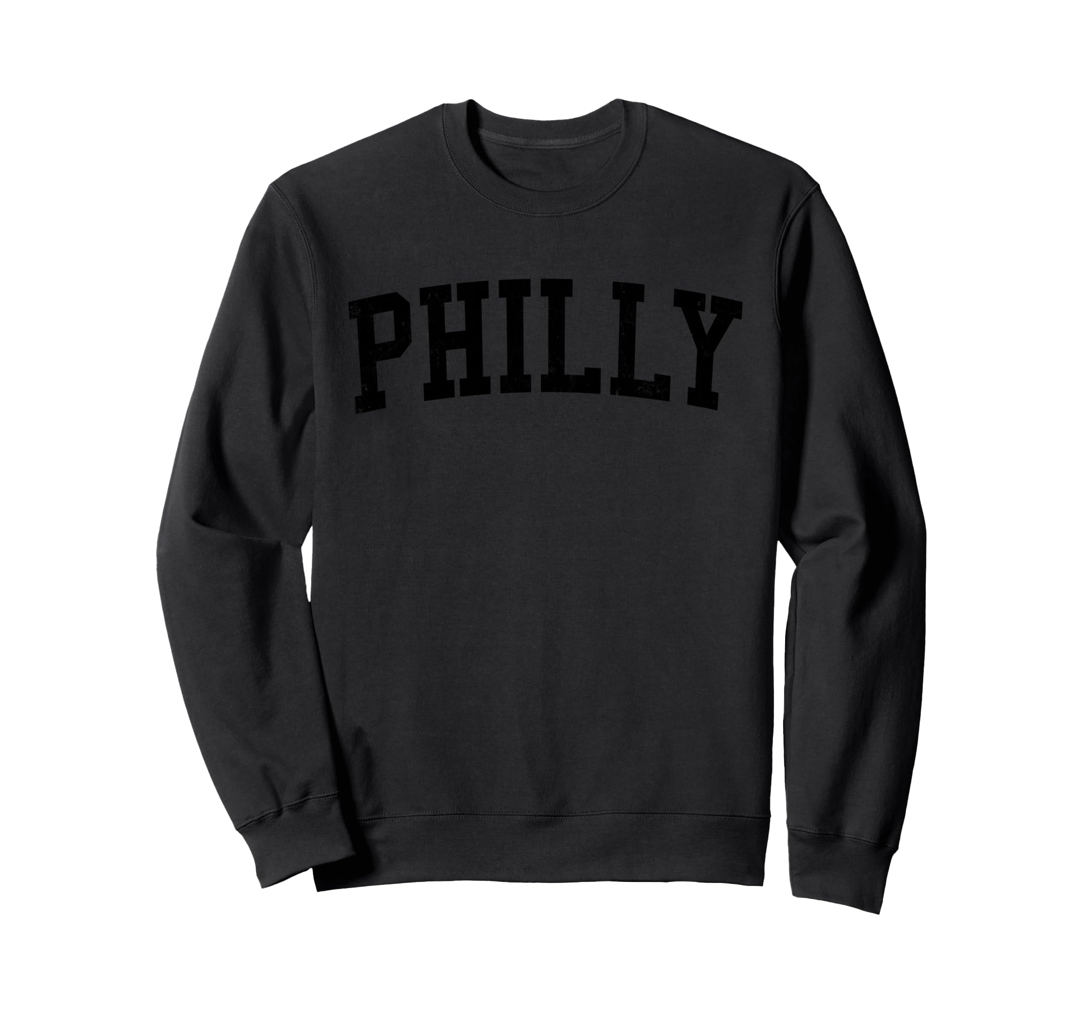 Philly Distressed Black Varsity Sweatshirt - Minimalist Print Unisex - T-Shirt, Sweatshirt, Hoodie