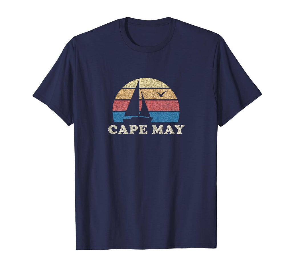 Cape May Nj Sailboat 70S Throwback T-Shirt - Fun Novelty Design Men Women - T-Shirt, Sweatshirt, Hoodie