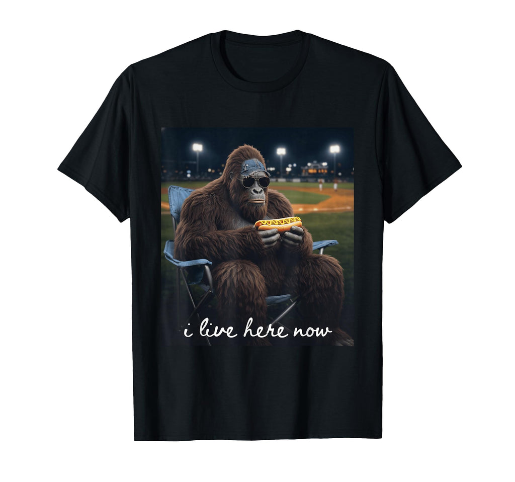 Funny Bigfoot Baseball Mom I Live Here T-Shirt - Aesthetic Graphic Unisex - T-Shirt, Sweatshirt, Hoodie