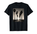 Black White Photo Palm Trees Sunset T-Shirt - Unique Graphic Unisex - T-Shirt, Sweatshirt, Hoodie