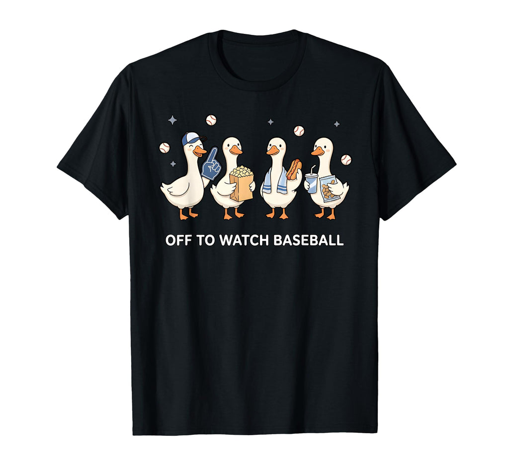 Off To Watch Baseball Funny Goose T-Shirt - Custom Art Print for Adults - T-Shirt, Sweatshirt, Hoodie