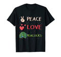 Peacock Bird Peace Love Peacocks T-Shirt - Novelty Apparel Unisex - T-Shirt, Sweatshirt, Hoodie