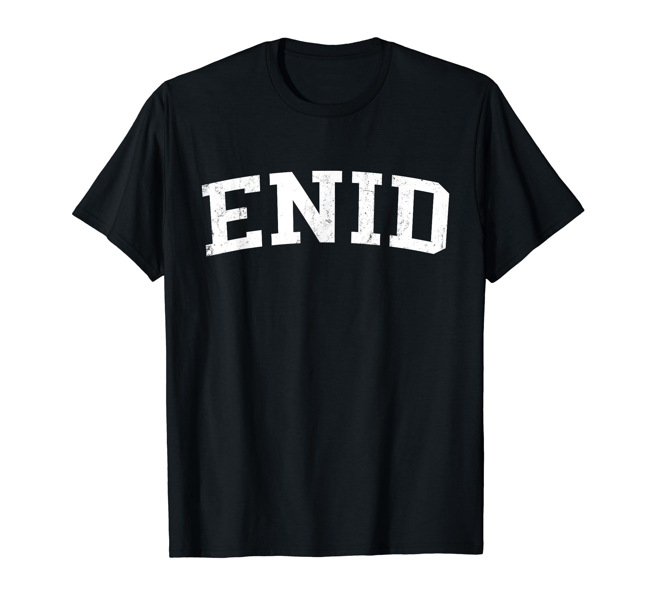 Enid Ok Distressed White Varsity T-Shirt - Novelty Apparel for Adults - T-Shirt, Sweatshirt, Hoodie