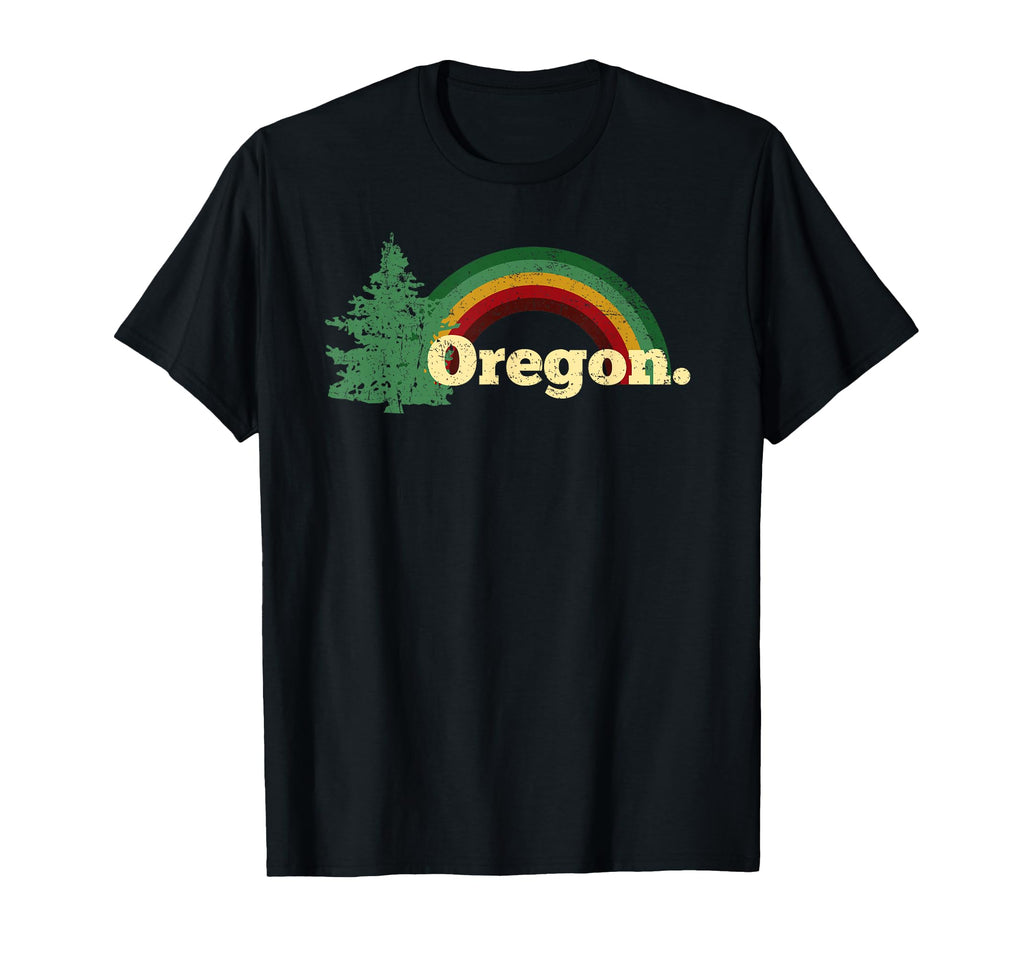 Oregon Throwback Rainbow Distressed T-Shirt - Novelty Apparel Men Women - T-Shirt, Sweatshirt, Hoodie