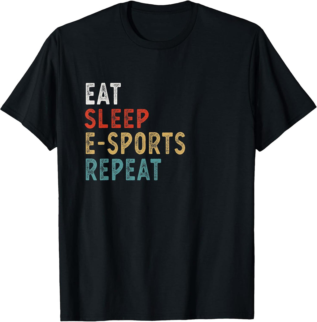 Funny Eat Sleep e-Sports Repeat Gifts - Adult & Kids T-Shirts, Sweatshirts & Hoodies apparel design preview 1
