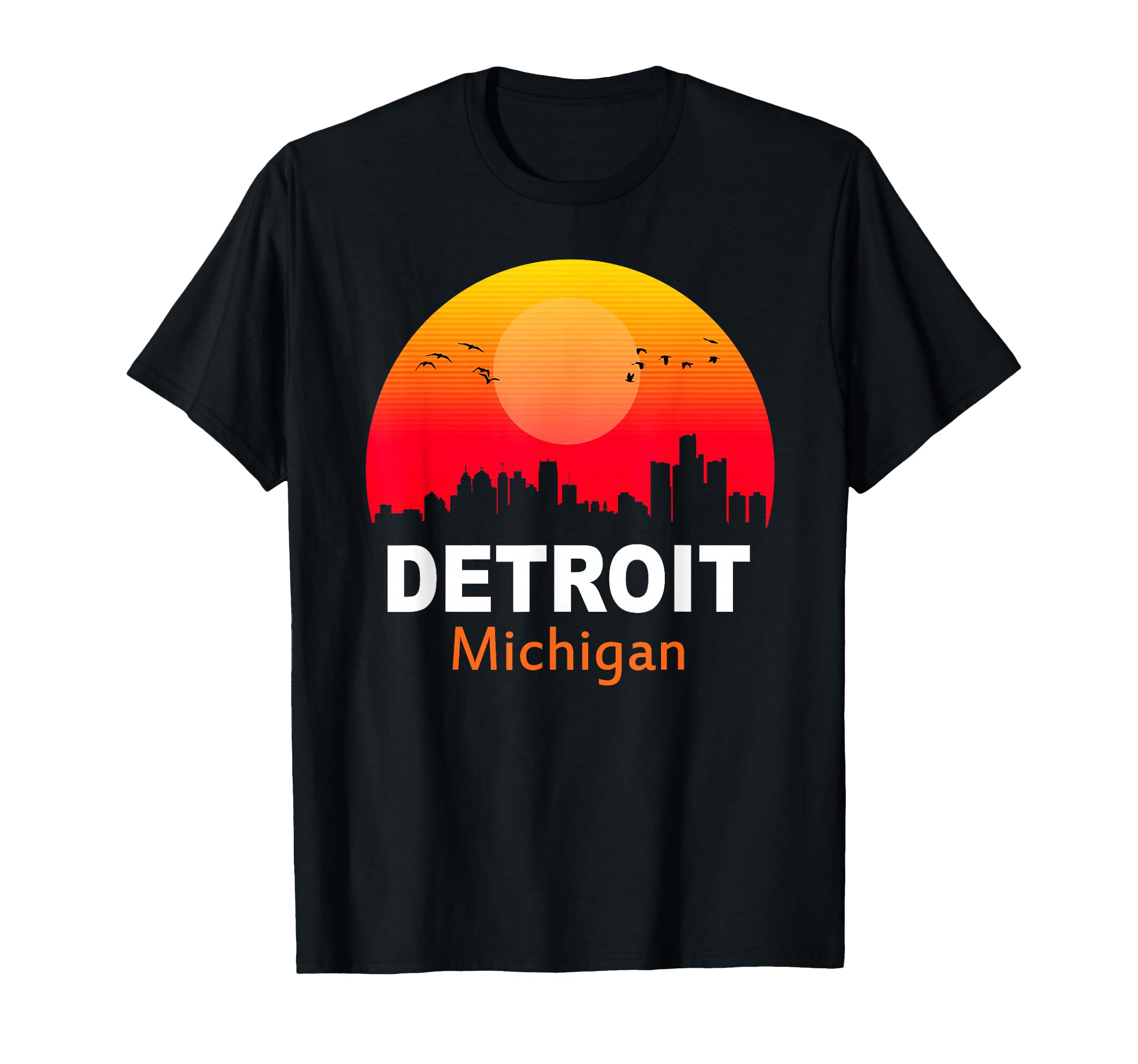 Detroit Michigan State Usa Sunset City T-Shirt - Trendy Graphic for Adults - T-Shirt, Sweatshirt, Hoodie