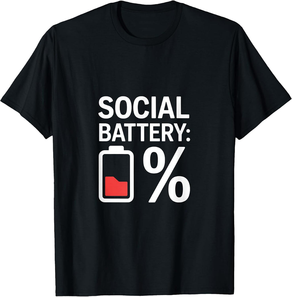 Introvert Social Battery Low Energy Humor - Adult & Kids T-Shirts, Sweatshirts & Hoodies apparel design preview 1