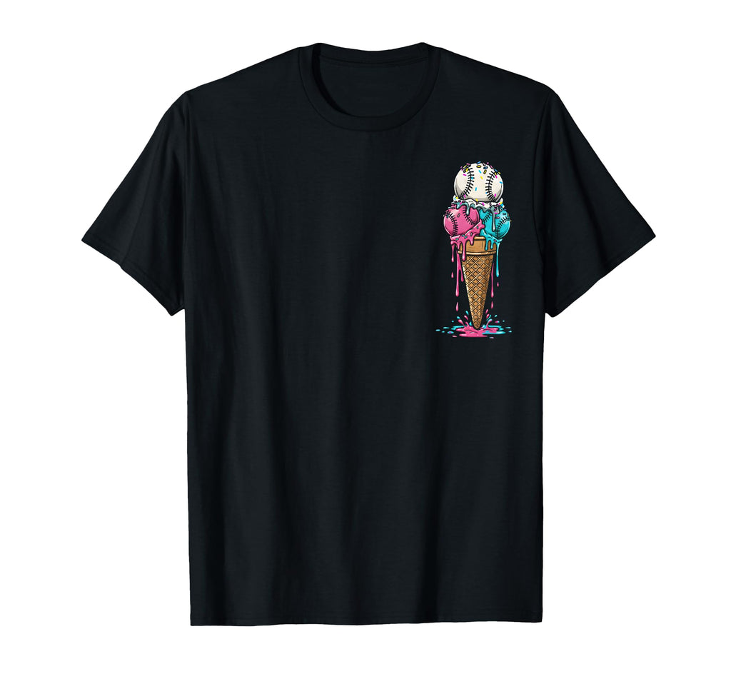Baseball Ice Cream Drip Home Plate T-Shirt - Fun Novelty Design Men Women - T-Shirt, Sweatshirt, Hoodie
