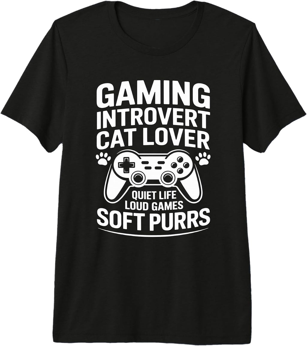 Cat Gaming Introvert Quiet - Adult & Kids T-Shirts, Sweatshirts & Hoodies apparel design preview 1