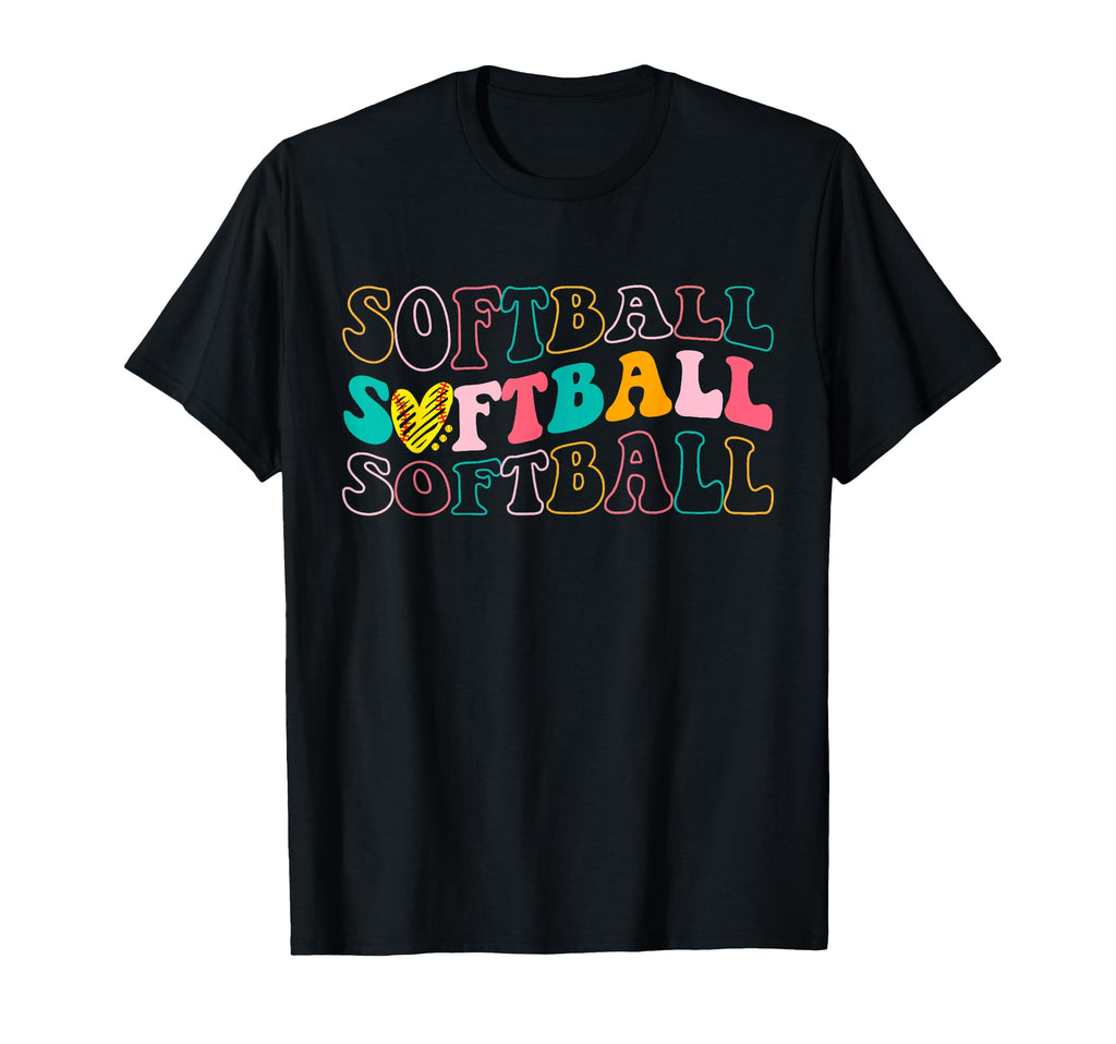 Groovy Love Heart Softball Player T-Shirt - Minimalist Print Men Women - T-Shirt, Sweatshirt, Hoodie