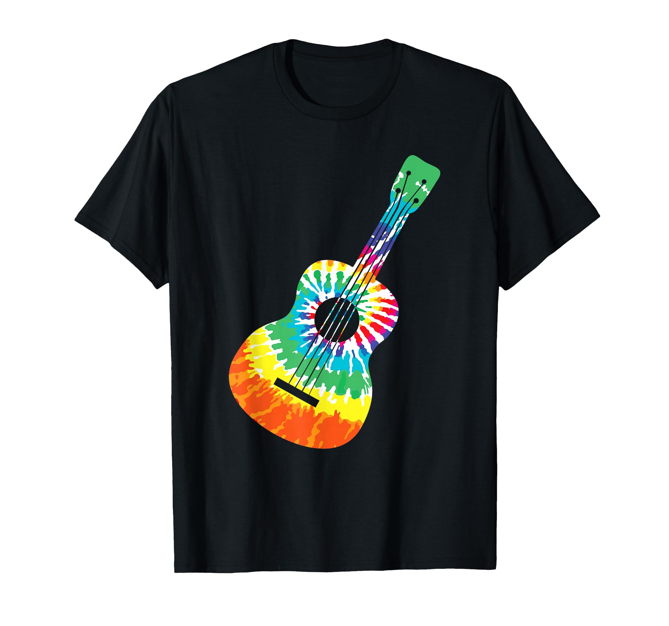 Fun Hippie Rainbow Tie Dye Acoustic Guitar T-Shirt - Graphic Print Unisex - T-Shirt, Sweatshirt, Hoodie