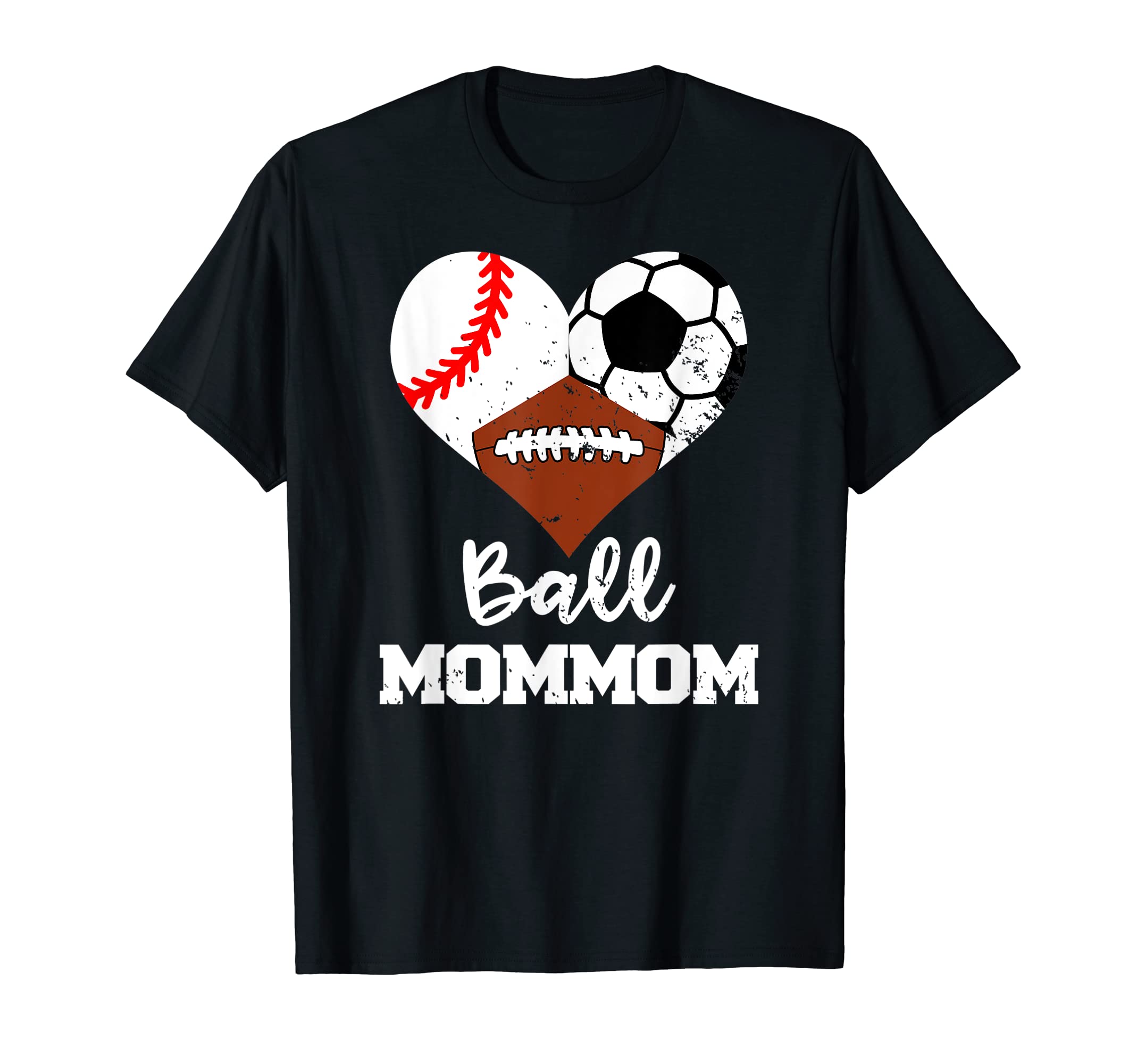 Ball Mommom Heart Funny Baseball Soccer T-Shirt - Custom Art Print Unisex - T-Shirt, Sweatshirt, Hoodie
