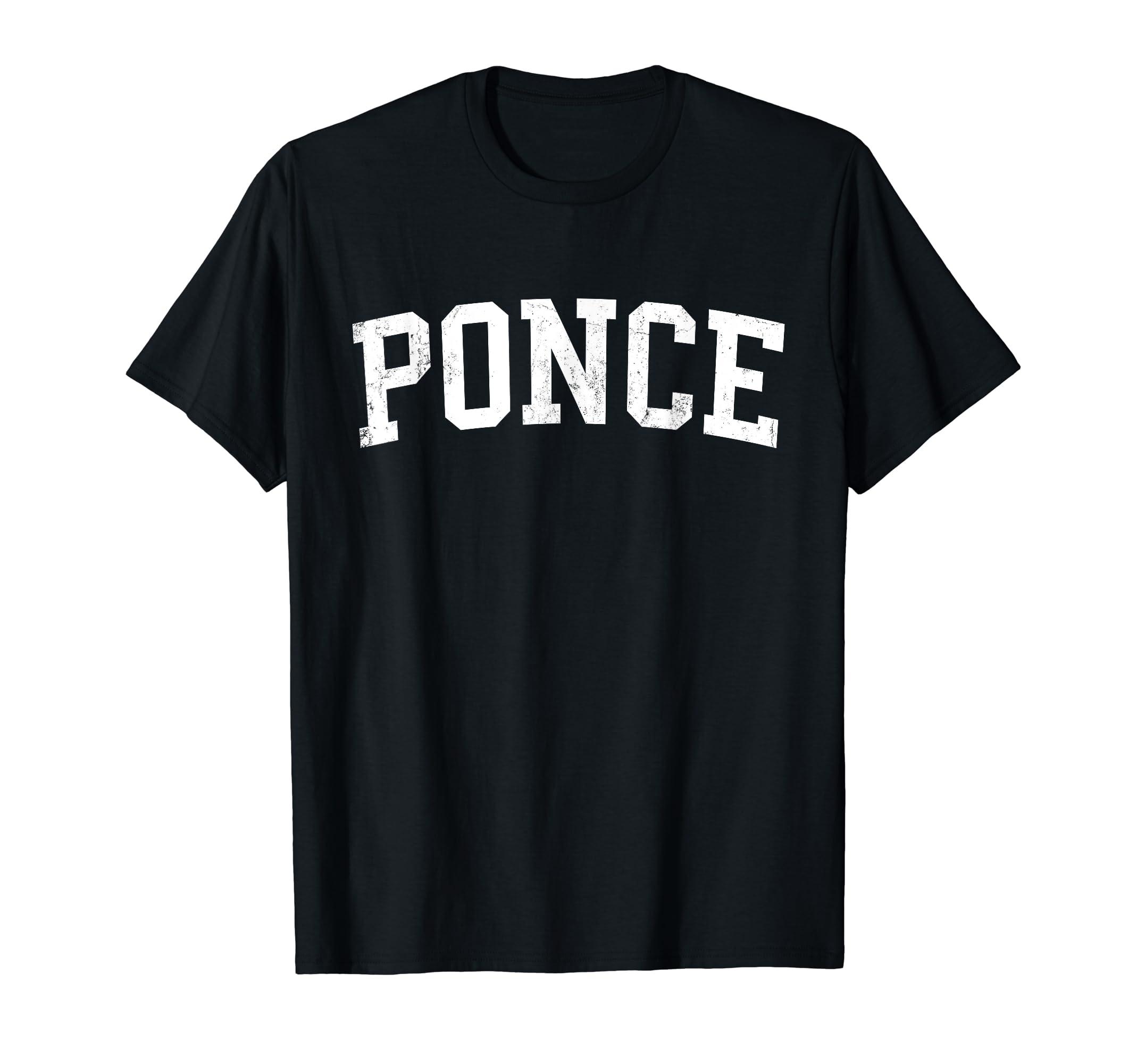 Ponce Pr Distressed White Varsity T-Shirt - Trendy Graphic Unisex - T-Shirt, Sweatshirt, Hoodie