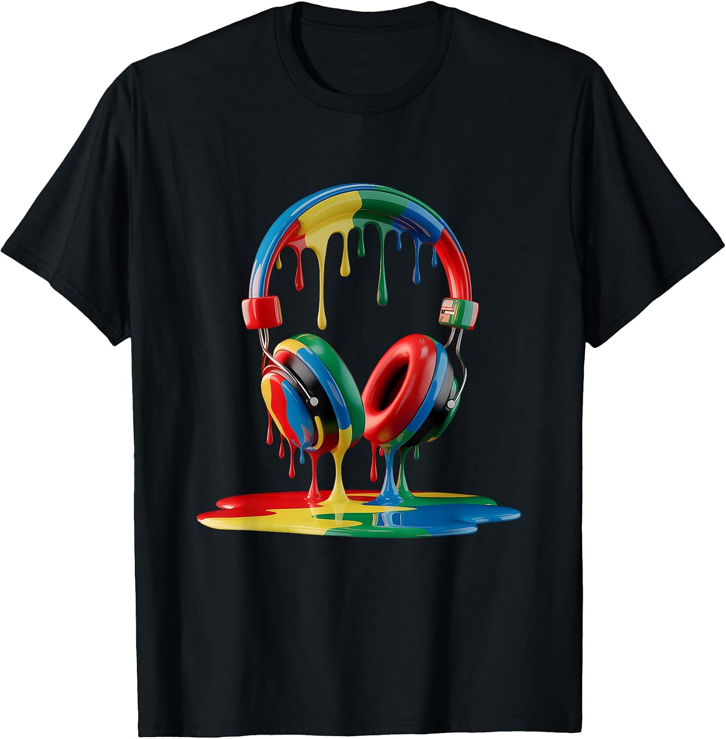 Dripping Headphones Melting Paint Creative Music - Adult & Kids T-Shirts, Sweatshirts & Hoodies apparel design preview 1