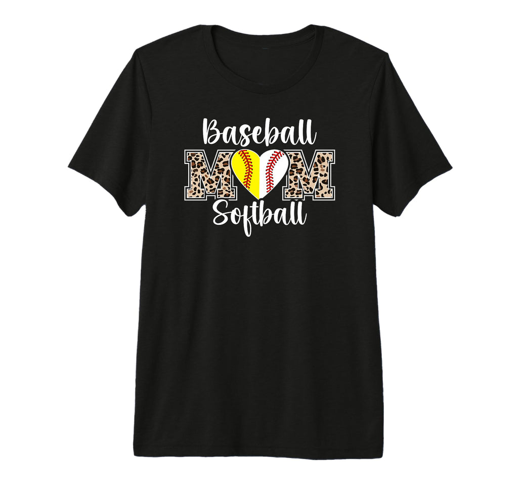 Baseball Softball Mom Leopard T-Shirt - Fun Novelty Design Men Women - T-Shirt, Sweatshirt, Hoodie