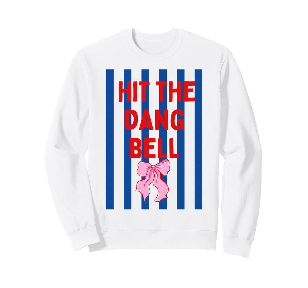 Striped Baseball Hit Dang Ball Bow Sweatshirt - Graphic Print Unisex - T-Shirt, Sweatshirt, Hoodie