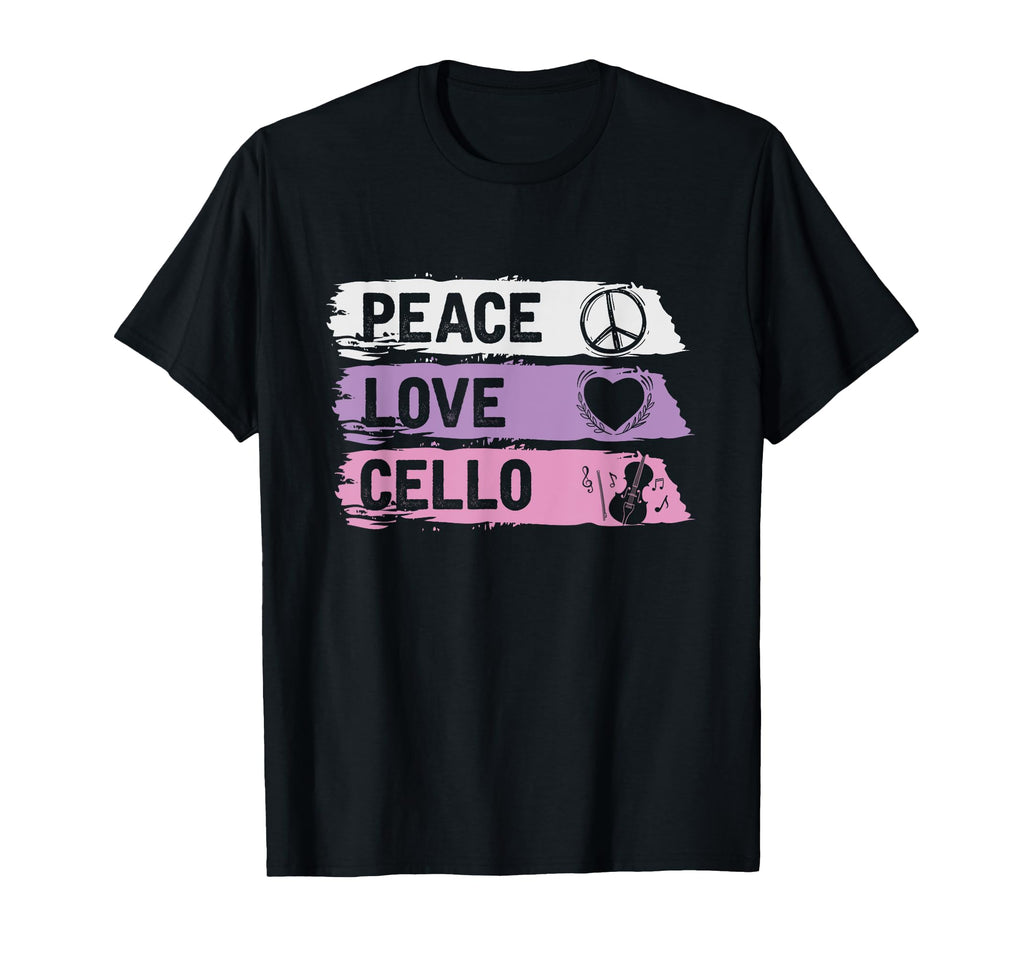 Hippie Cello Player Gift Peace Love Cello T-Shirt - Minimalist Print Unisex - T-Shirt, Sweatshirt, Hoodie