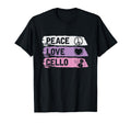 Hippie Cello Player Gift Peace Love Cello T-Shirt - Minimalist Print Unisex - T-Shirt, Sweatshirt, Hoodie
