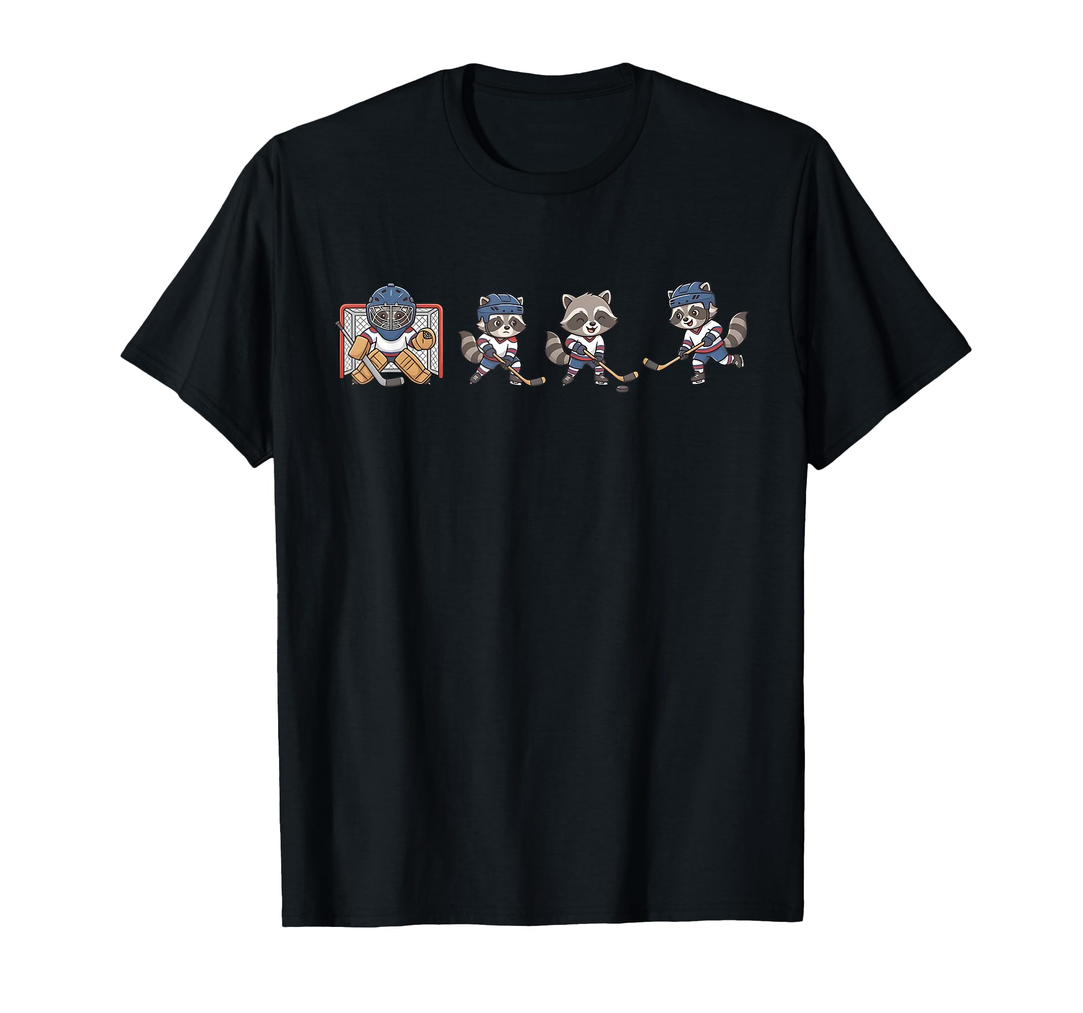 Funny Raccoon Playing Hockey Game Day T-Shirt - Custom Art Print Men Women - T-Shirt, Sweatshirt, Hoodie