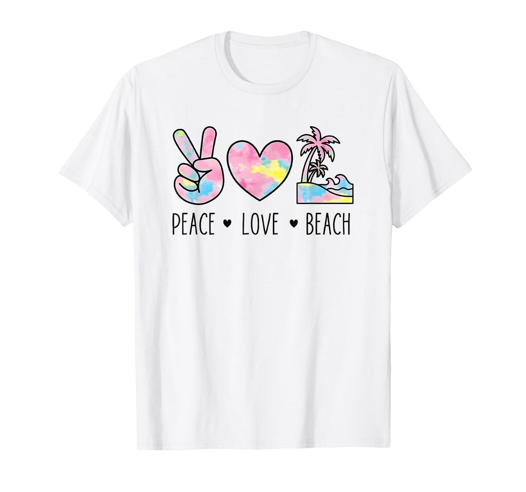 Peace Love Beach Pastel Tie Dye Heart T-Shirt - Streetwear Style Men Women - T-Shirt, Sweatshirt, Hoodie