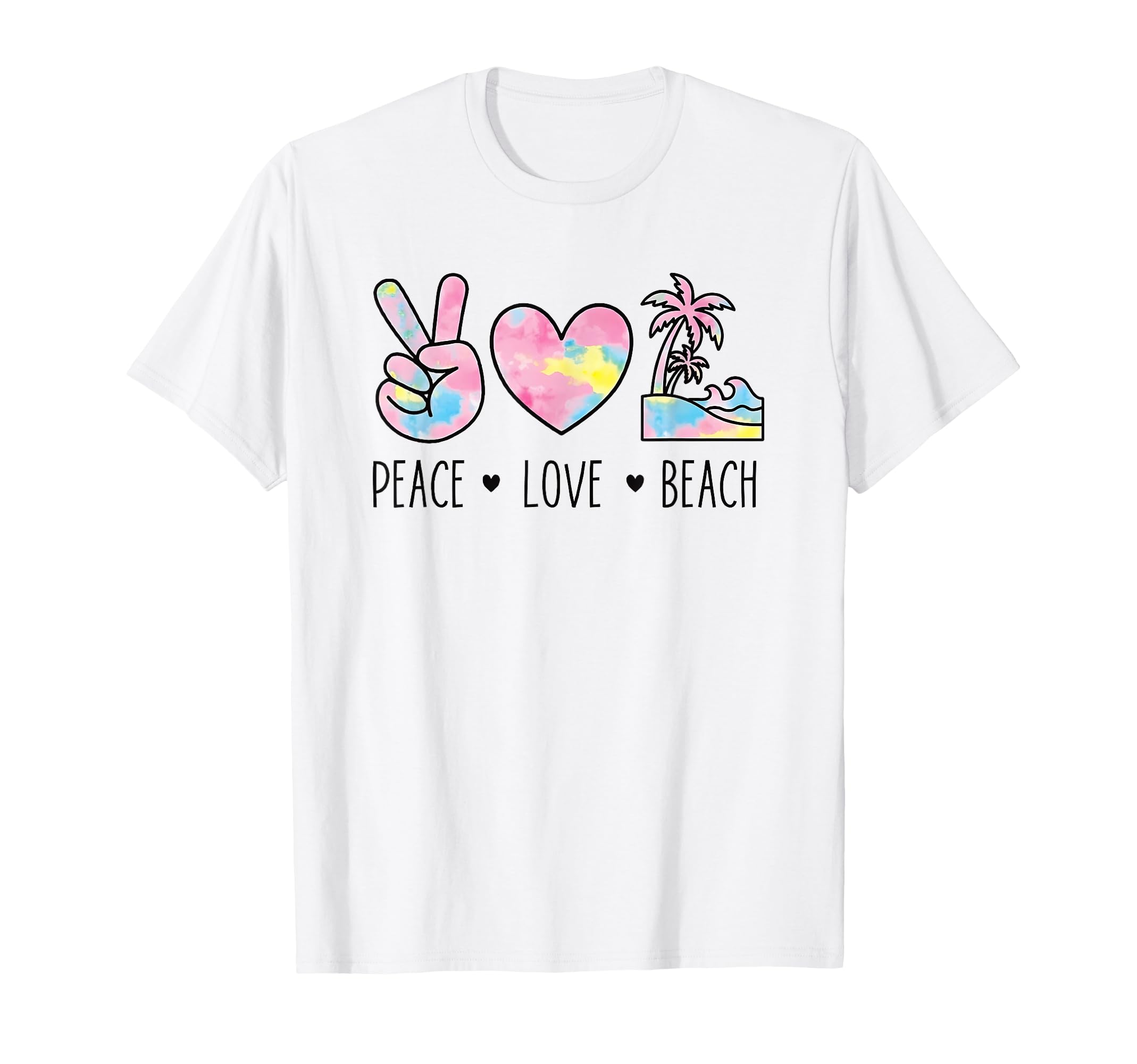 Peace Love Beach Pastel Tie Dye Heart T-Shirt - Streetwear Style Men Women - T-Shirt, Sweatshirt, Hoodie