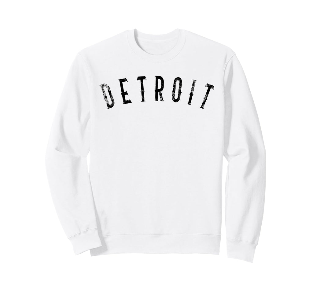 Detroit Distressed Black Script Sweatshirt - Novelty Apparel for Adults - T-Shirt, Sweatshirt, Hoodie