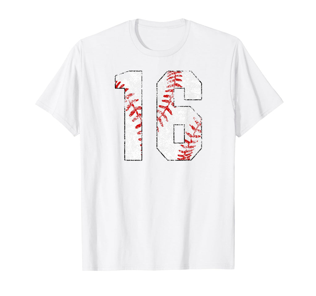 Distressed Baseball Number 16 T-Shirt - Casual Everyday Wear Men Women - T-Shirt, Sweatshirt, Hoodie