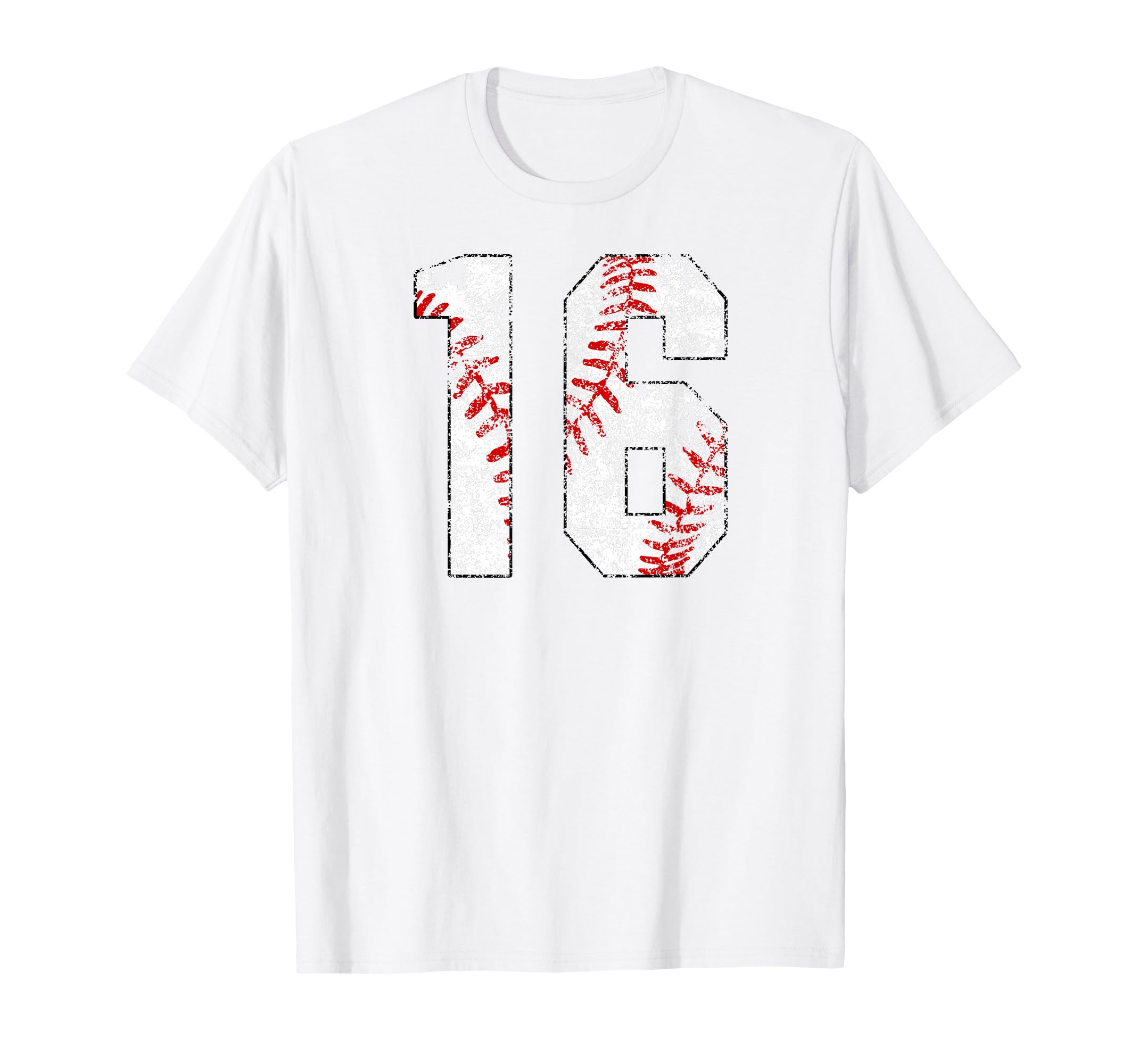 Distressed Baseball Number 16 T-Shirt - Casual Everyday Wear Men Women - T-Shirt, Sweatshirt, Hoodie