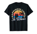 Happiness Comes Waves Sunset Surfer T-Shirt - Custom Art Print for Adults - T-Shirt, Sweatshirt, Hoodie