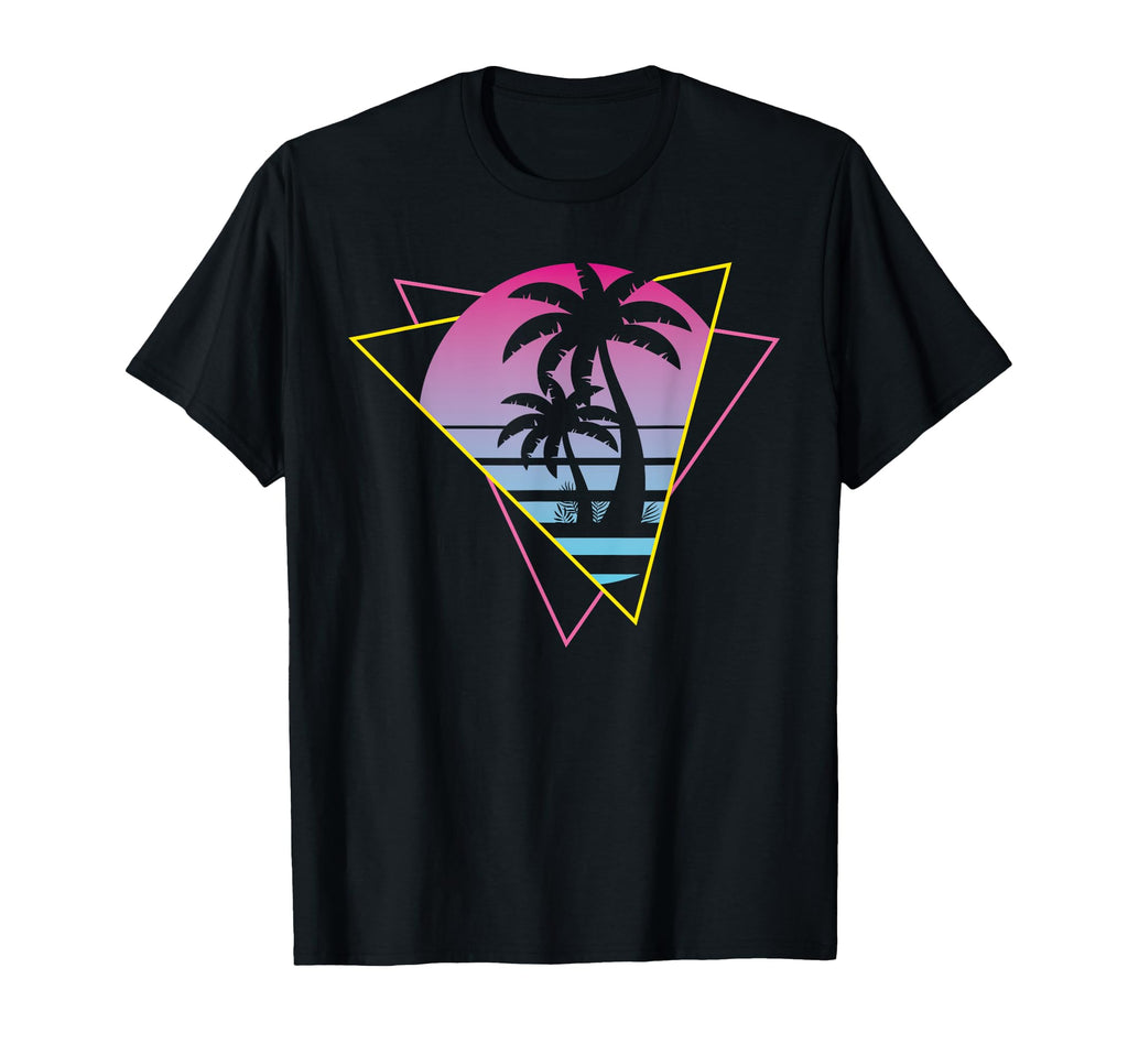 Tropical Sunset Palm Trees 80S Art 90S T-Shirt - Custom Art Print Unisex - T-Shirt, Sweatshirt, Hoodie