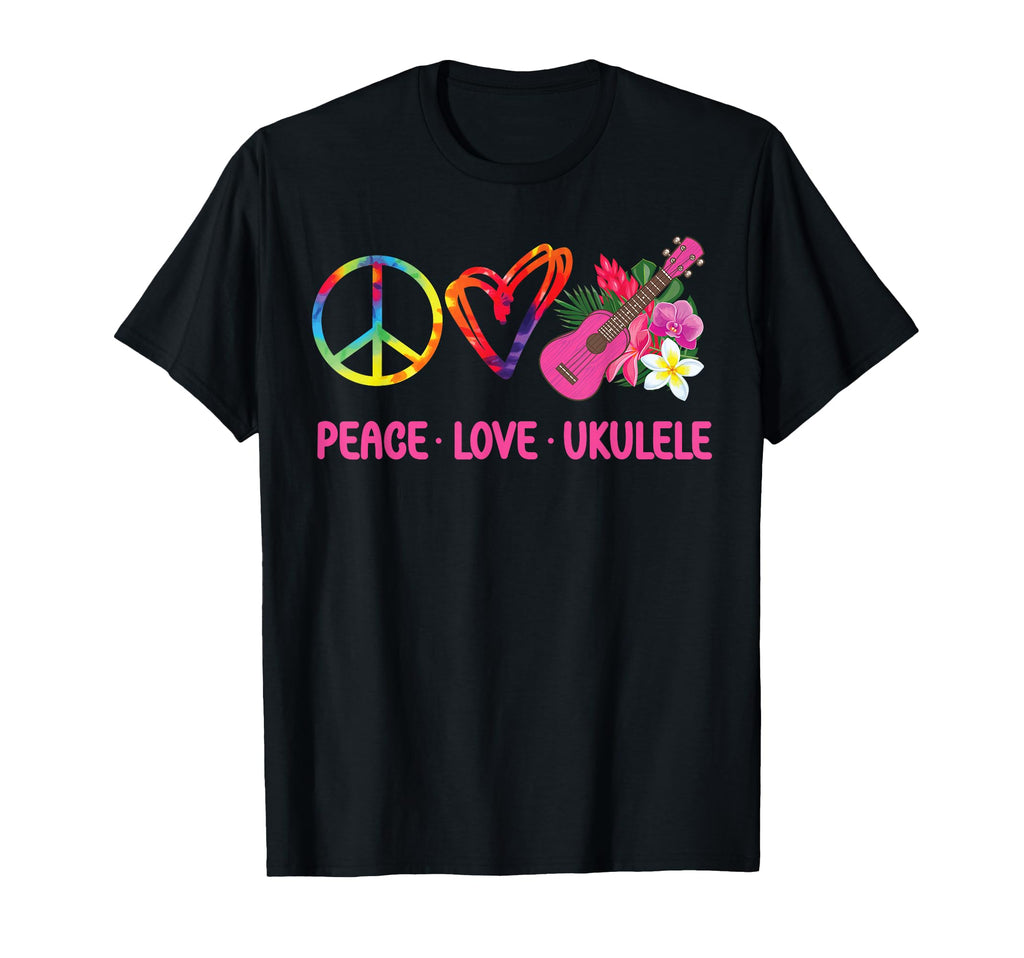 Hawaiian Ukulele Uke Tie Dye Peace Love T-Shirt - Unique Graphic Unisex - T-Shirt, Sweatshirt, Hoodie
