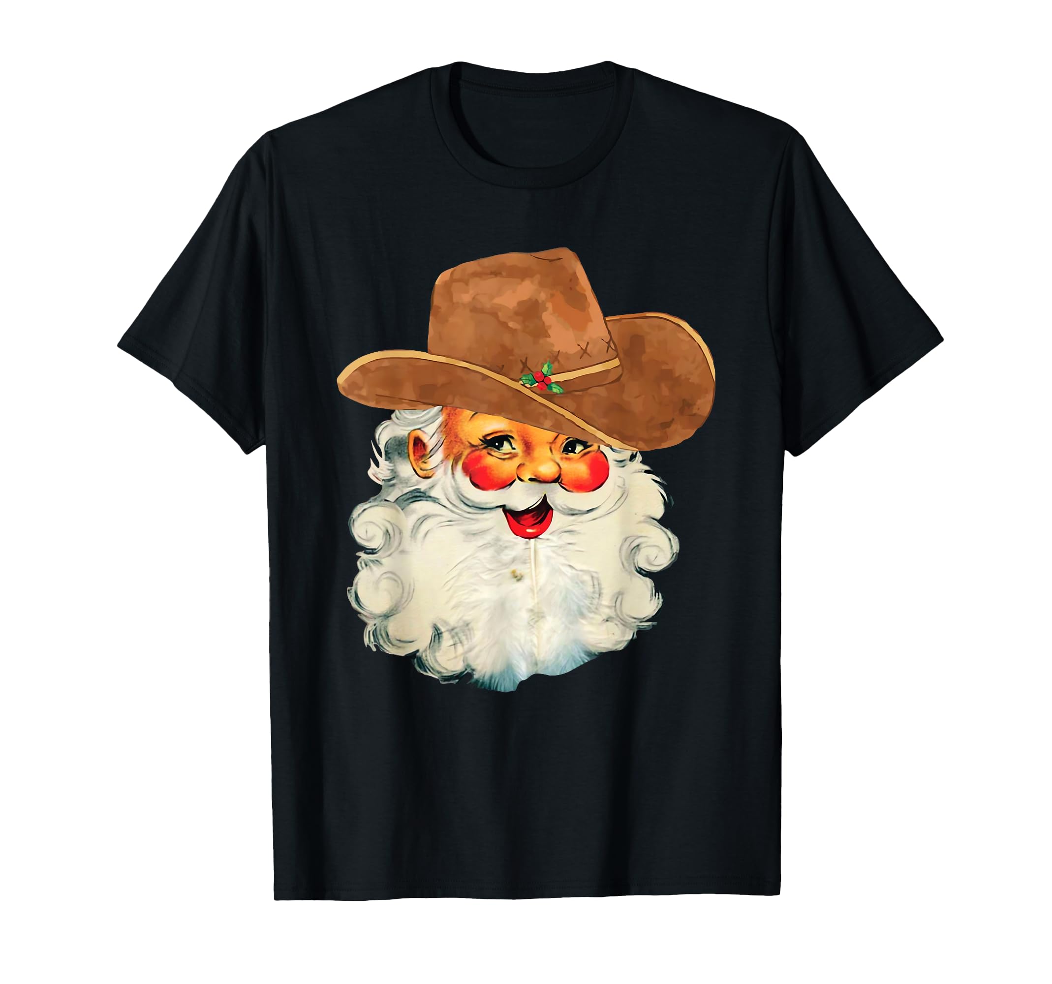 Cowboy Santa Claus Face Rodeo Western T-Shirt - Unique Graphic Unisex - T-Shirt, Sweatshirt, Hoodie