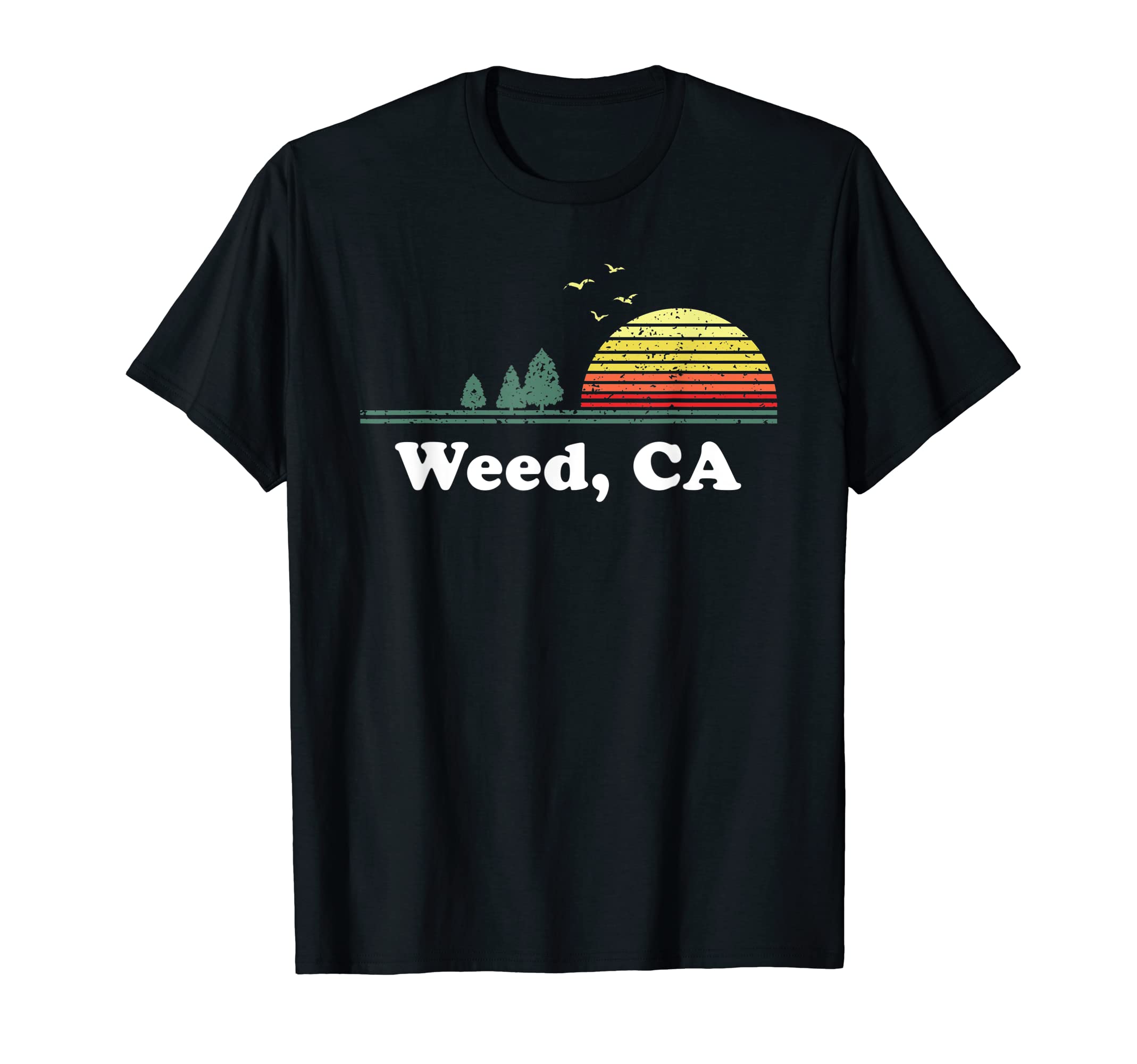 Sunset Pine Tree Weed California Usa T-Shirt - Graphic Print Unisex - T-Shirt, Sweatshirt, Hoodie