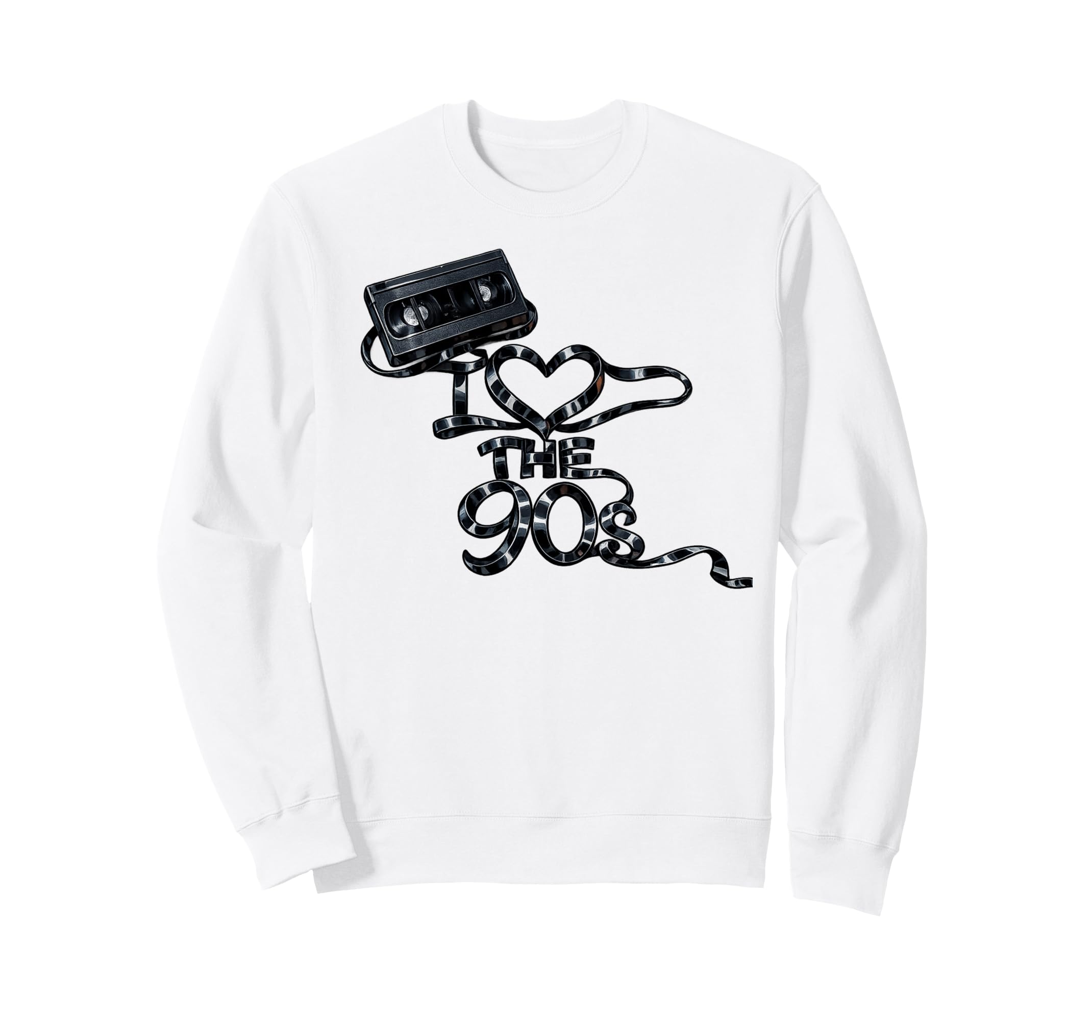I Heart 90S Movie Store Rent Cassette Sweatshirt - Minimalist Print Unisex - T-Shirt, Sweatshirt, Hoodie