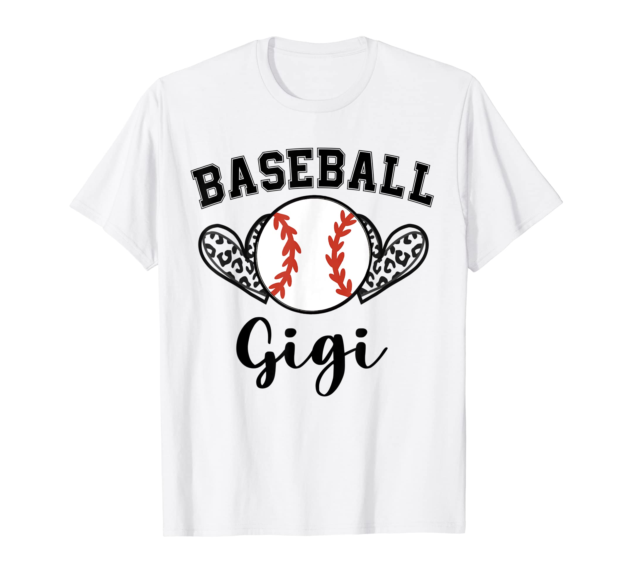 Baseball Gigi Leopard Heart Baseball T-Shirt - Novelty Apparel Unisex - T-Shirt, Sweatshirt, Hoodie