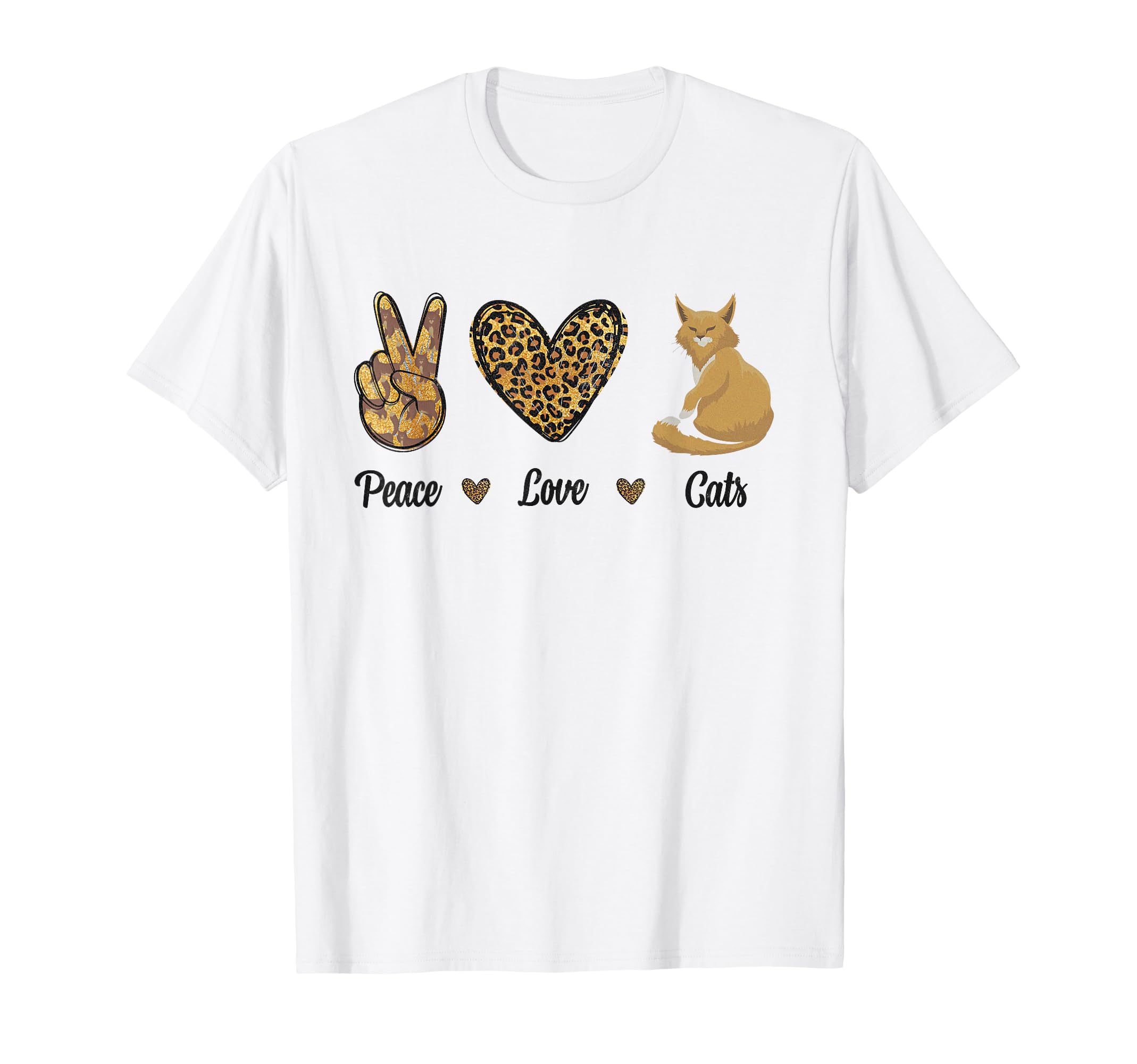 Peace Love Cats Leopard Cats Kitten T-Shirt - Aesthetic Graphic for Adults - T-Shirt, Sweatshirt, Hoodie