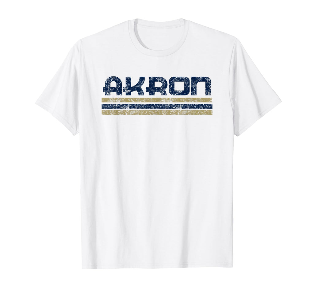 Akron Ohio Weathered Stripe Throwback T-Shirt - Aesthetic Graphic Men Women - T-Shirt, Sweatshirt, Hoodie