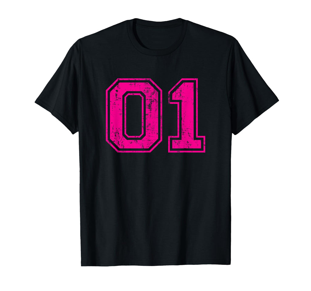 Number 01 Varsity Distressed Sport T-Shirt - Custom Art Print for Adults - T-Shirt, Sweatshirt, Hoodie