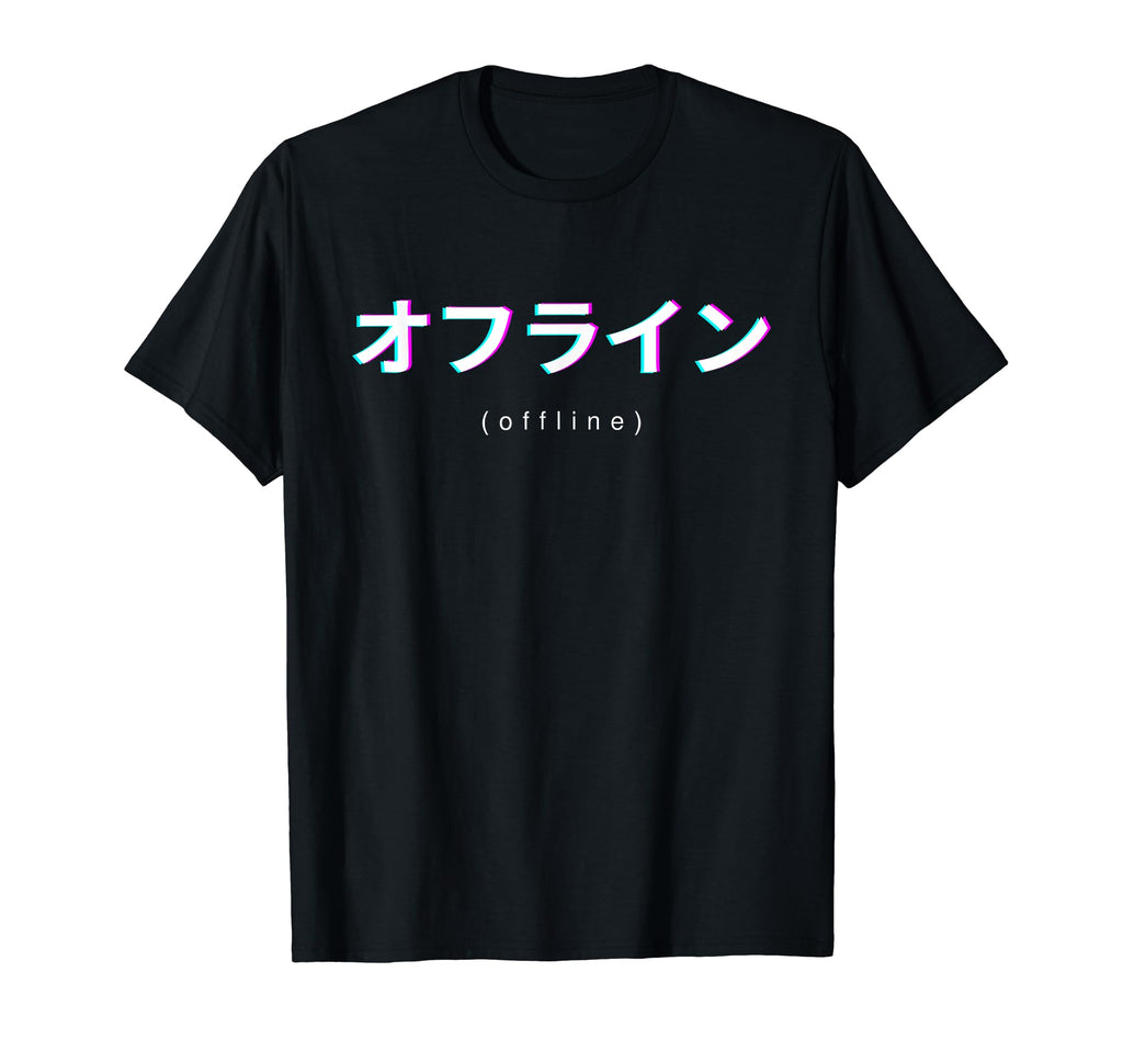Offline Japanese Text Vaporwave T-Shirt - Unique Graphic for Adults - T-Shirt, Sweatshirt, Hoodie
