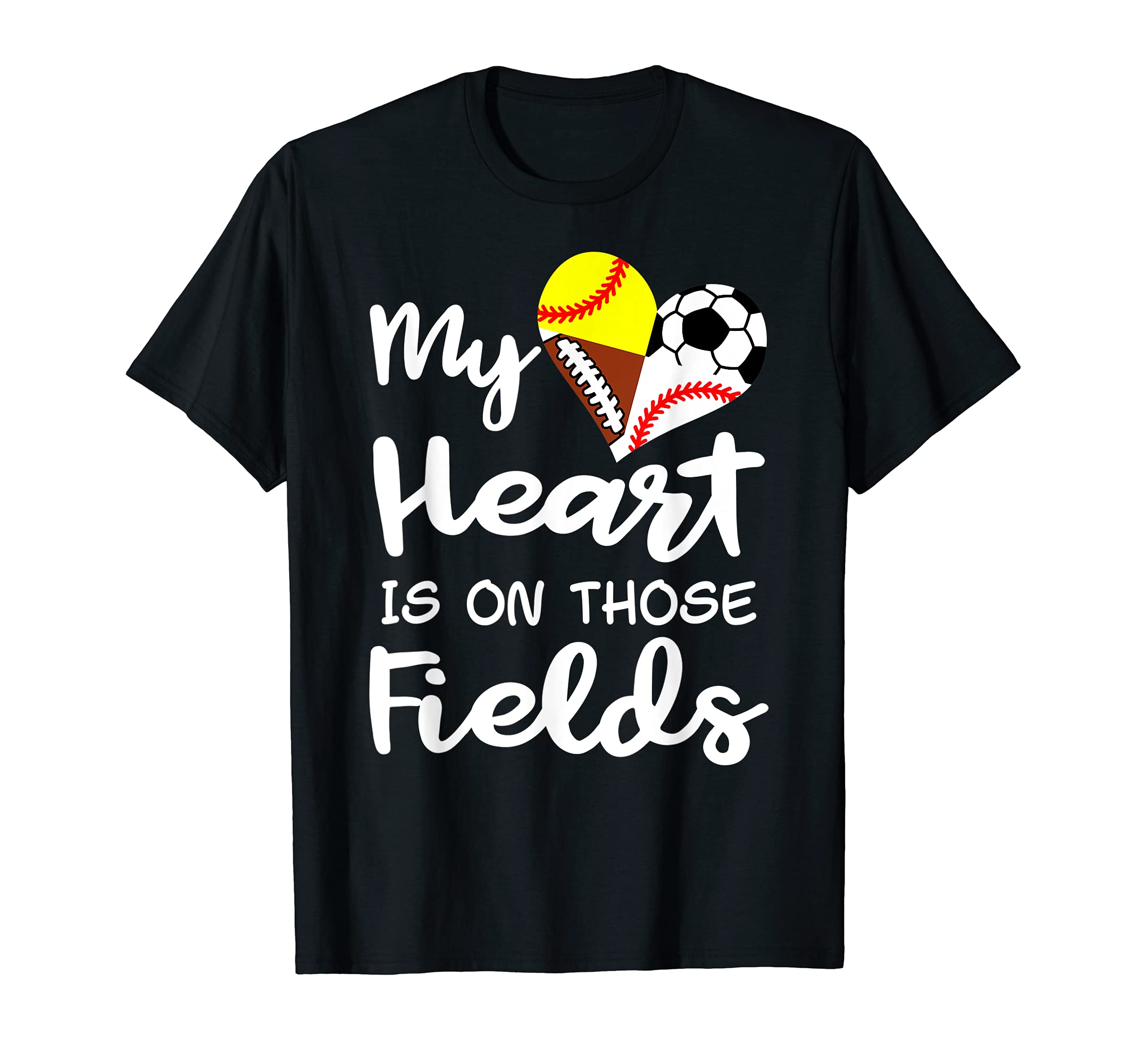 My Heart Is Fields Softball Baseball T-Shirt - Streetwear Style Men Women - T-Shirt, Sweatshirt, Hoodie