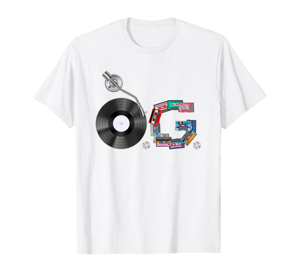 Old School Og Hip Hop Head Vinyl Cds T-Shirt - Custom Art Print for Adults - T-Shirt, Sweatshirt, Hoodie