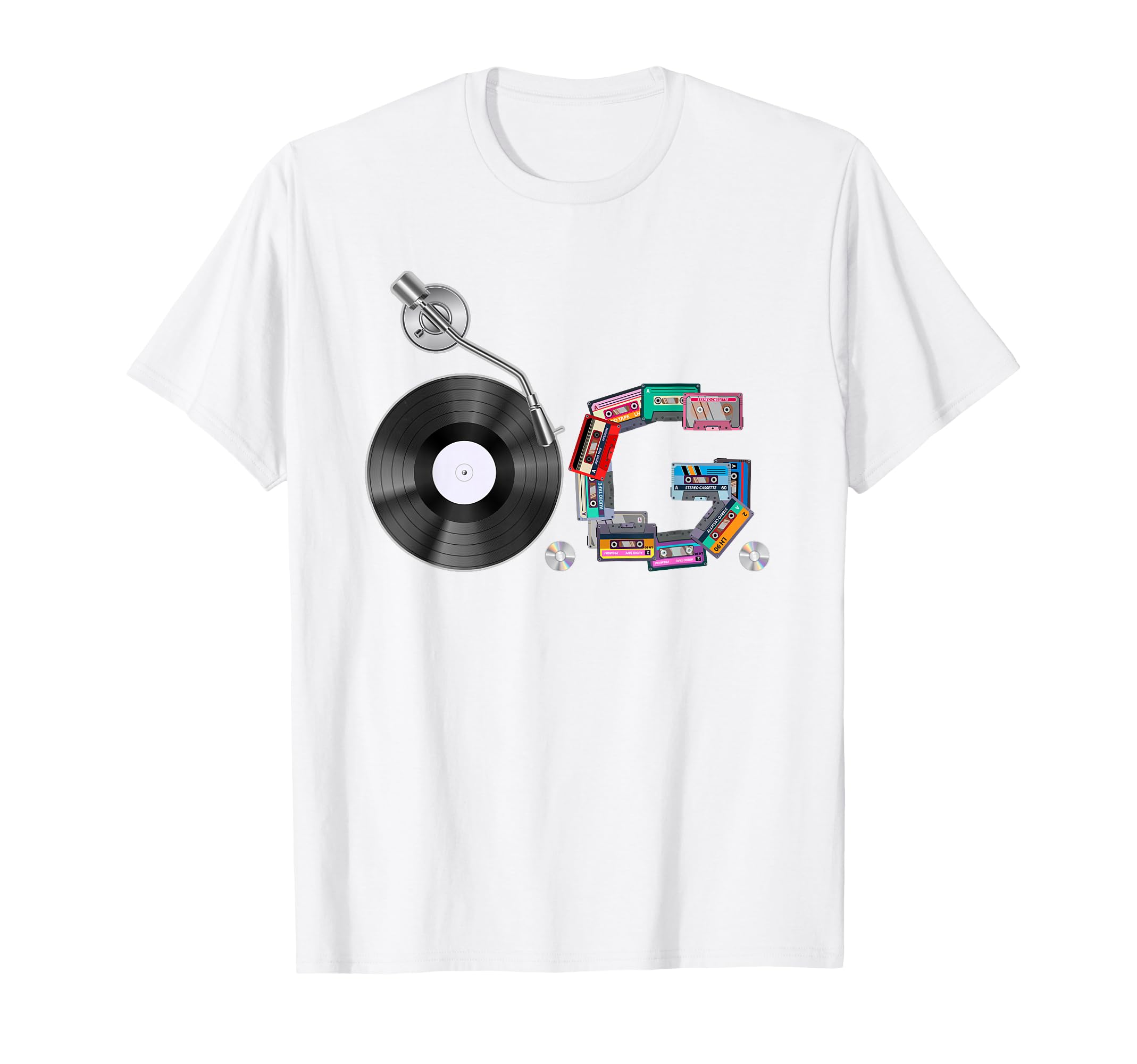 Old School Og Hip Hop Head Vinyl Cds T-Shirt - Custom Art Print for Adults - T-Shirt, Sweatshirt, Hoodie